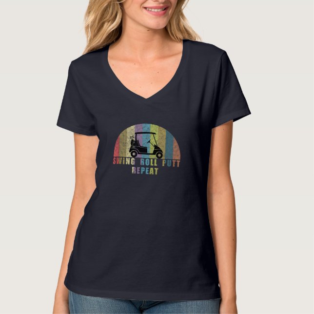Camiseta Golf Funny Swing Roll Putt Repete (Frente)