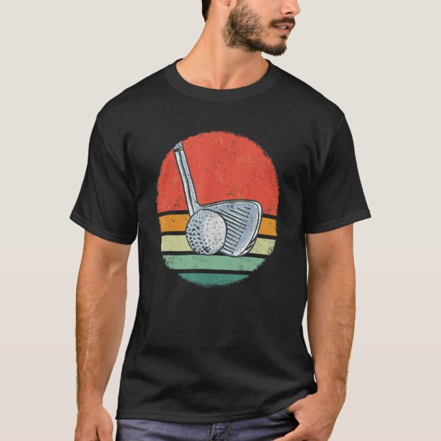 Camiseta Golf Golfing Golfer Pitch Par Retro Sunset (Frente)