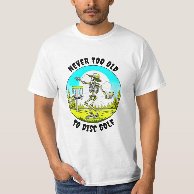 Camiseta Golf Nunca Muito Antigo para Disco | Descamação do (Frente)