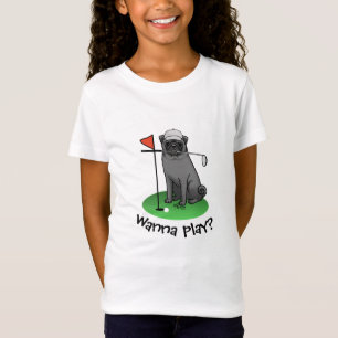Camiseta Golf Pug Jogando Golfe (preto), Cachorro Bonito En