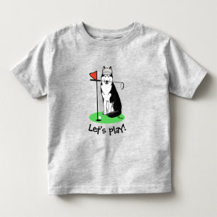 Camiseta Golf Siberian Husky (preto) Cachorro Brincando Eng