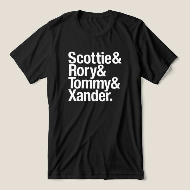 Camiseta Golf Stars Name Stack Scottie Rory Tommy Xander (Design frontal)