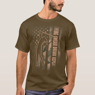 Camiseta Golf Swing Swear Drink Repete Love Golf Flag USA C