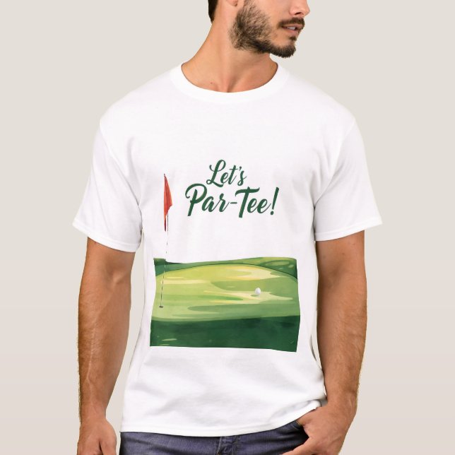 Camiseta Golf Vamos Par-Tee no campo de golfe (Frente)