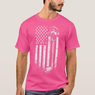 Camiseta Golfe Da Bandeira Da América Retrô - Presente Para