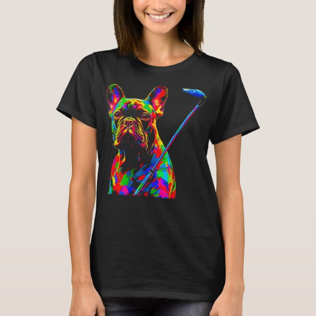 Camiseta Golfe de Cão Touro Francês pop (Frente)