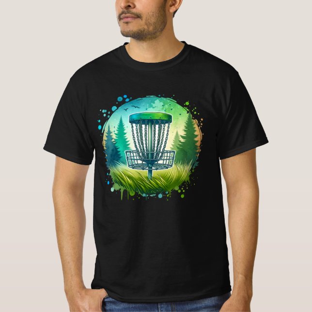 Camiseta Golfe de Disco Verde e Azul em Ambiente (Frente)