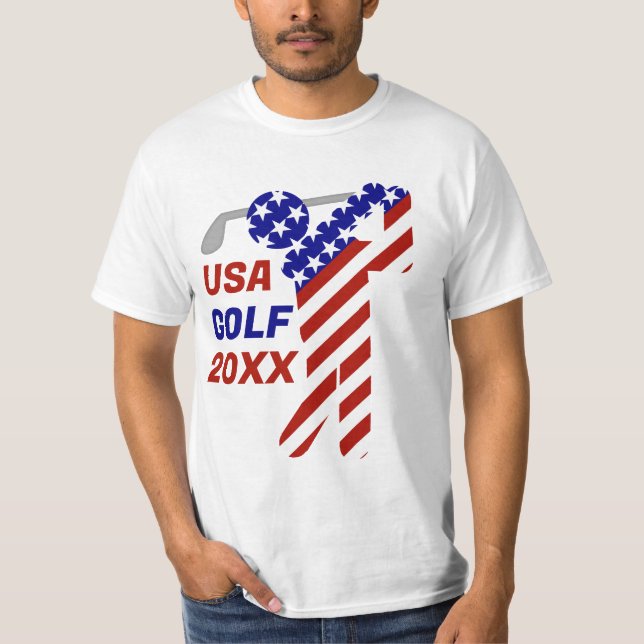Camiseta GOLFE DE HOMENS Patriótico DOS EUA (Frente)