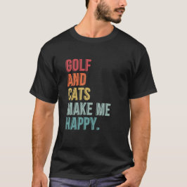 Camiseta Golfe E Gatos Me Fazem Feliz Engraçado