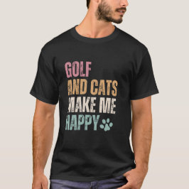 Camiseta Golfe E Gatos Me Fazem Feliz Engraçado