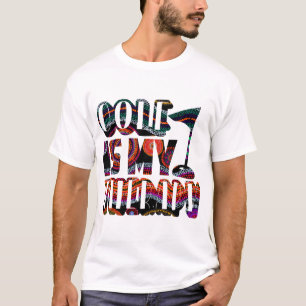 Camiseta Golfe É Minha Terapia Engraçada Typografia Espor