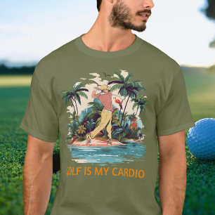 Camiseta Golfe Engraçado Tropical Golfer verão