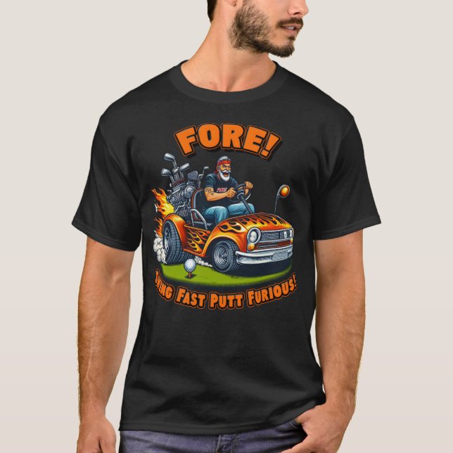 Camiseta Golfe Flaming de Golfe e Golfe com Estilo T-Shi (Frente)