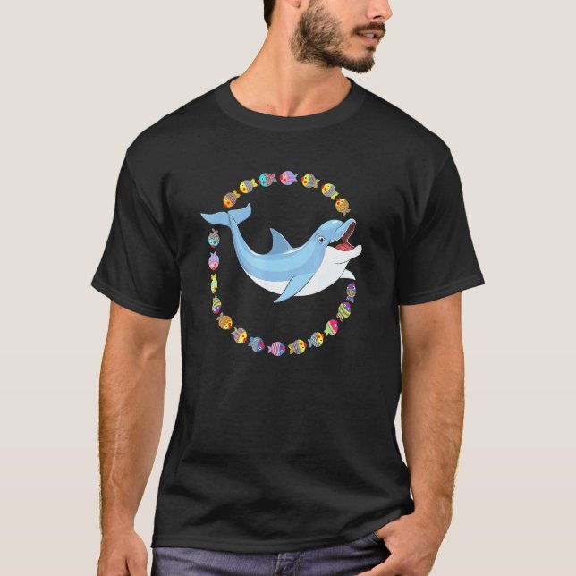 Camiseta Golfim Adorável Nadando Em Círculo De Peixes (Frente)