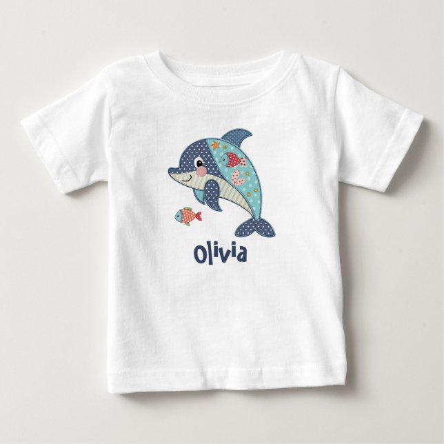 Camiseta Golfinhão de Patchwork Fofo (Frente)