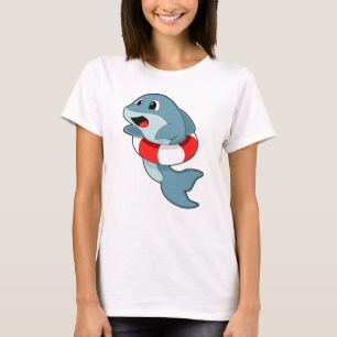 Camiseta Golfinho a Nadar com anel de Natação