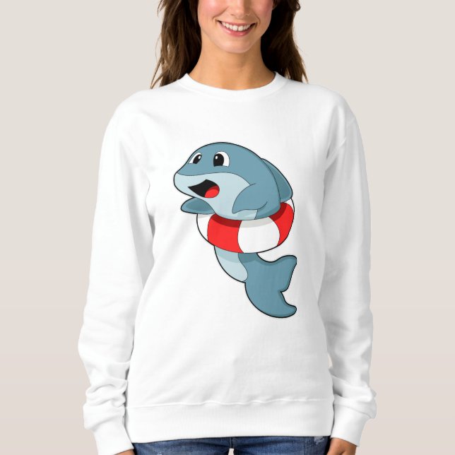 Camiseta Golfinho a Nadar com anel de Natação (Frente)