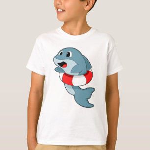Camiseta Golfinho a Nadar com anel de Natação