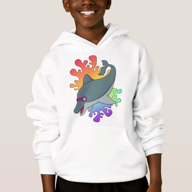 Camiseta Golfinho a Nadar com óculos de natação (Frente)
