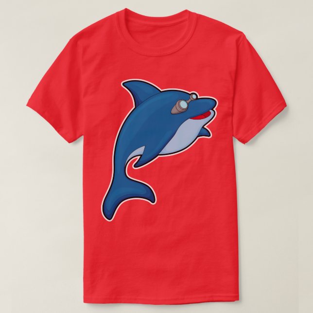 Camiseta Golfinho a Nadar com óculos de natação 3 (Frente do Design)