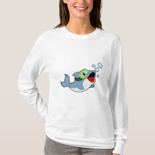 Camiseta Golfinho ao mergulho com bolhas de água.PNG