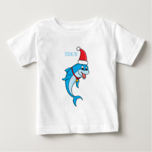 Camiseta Golfinho bonito com desenho animado de Papai Noel