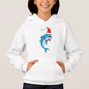 Camiseta Golfinho bonito com desenho animado de Papai Noel
