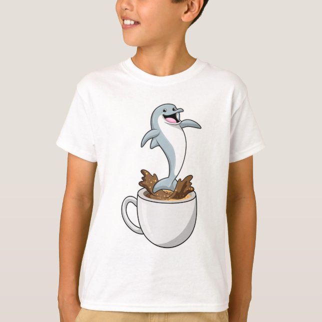 Camiseta Golfinho com Taça de Café (Frente)