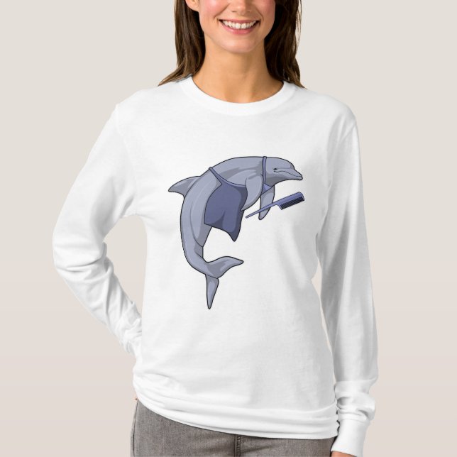 Camiseta Golfinho como cabeleireiro com Comb (Frente)