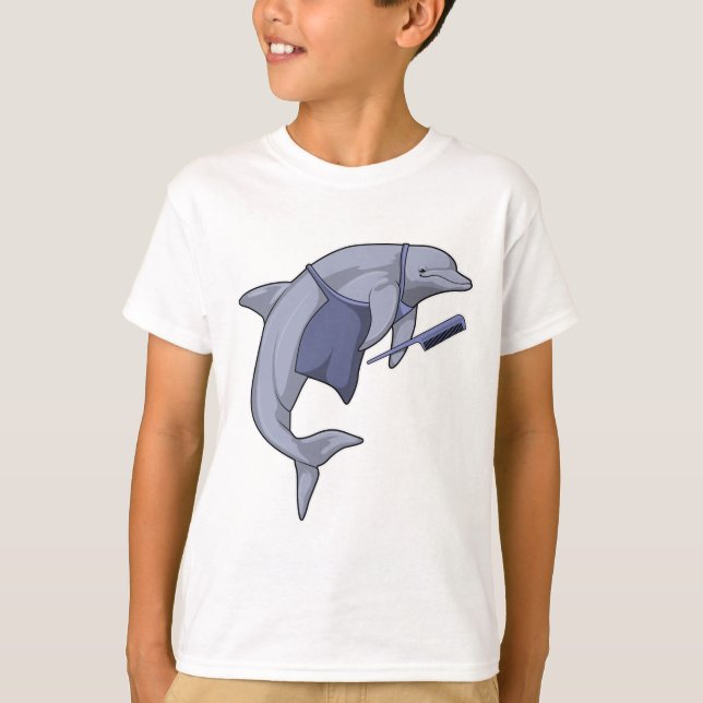 Camiseta Golfinho como cabeleireiro com Comb (Frente)