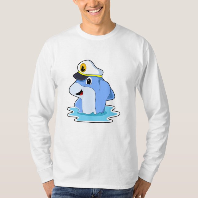 Camiseta Golfinho como capitão com chapéu (Frente)