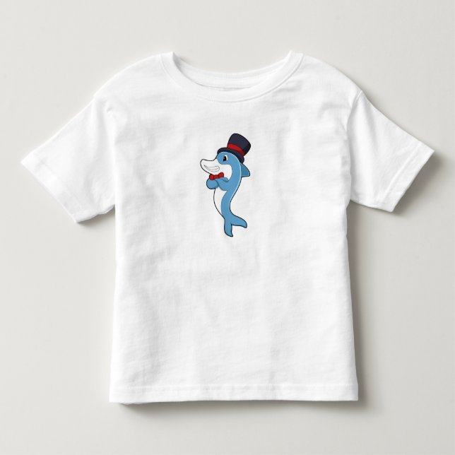 Camiseta Golfinho como Cavalheiro com Chapéu (Frente)