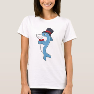 Camiseta Golfinho como cavalheiro com chapéu