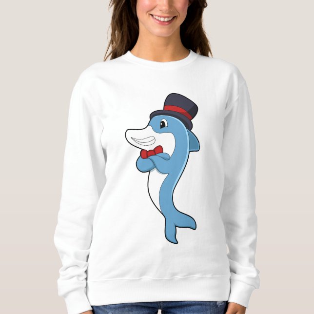Camiseta Golfinho como cavalheiro com chapéu (Frente)