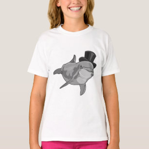 Camiseta Golfinho como cavalheiro com chapéu superior