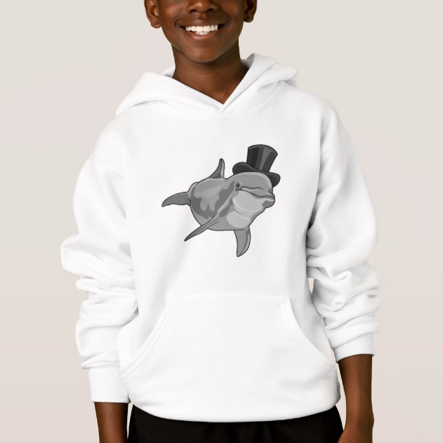 Camiseta Golfinho como cavalheiro com chapéu superior (Frente)