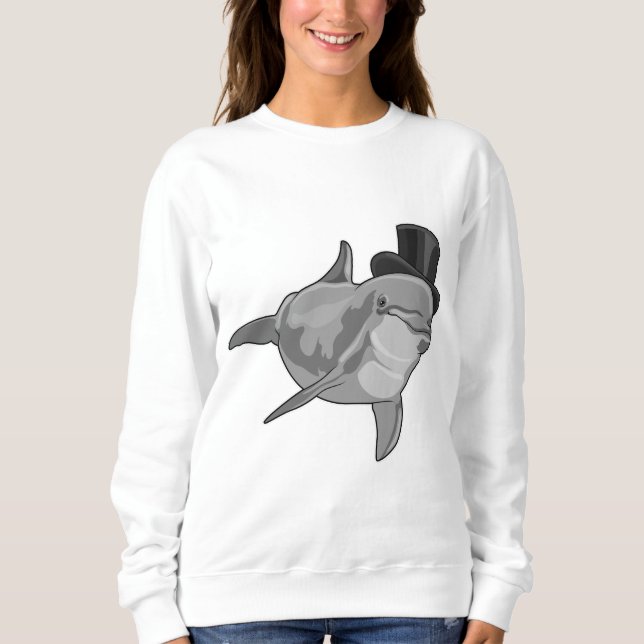Camiseta Golfinho como cavalheiro com chapéu superior (Frente)