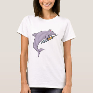 Camiseta Golfinho como Enfermeiro com Seringa