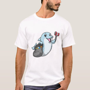 Camiseta Golfinho como Limpador com Saco de Lixo
