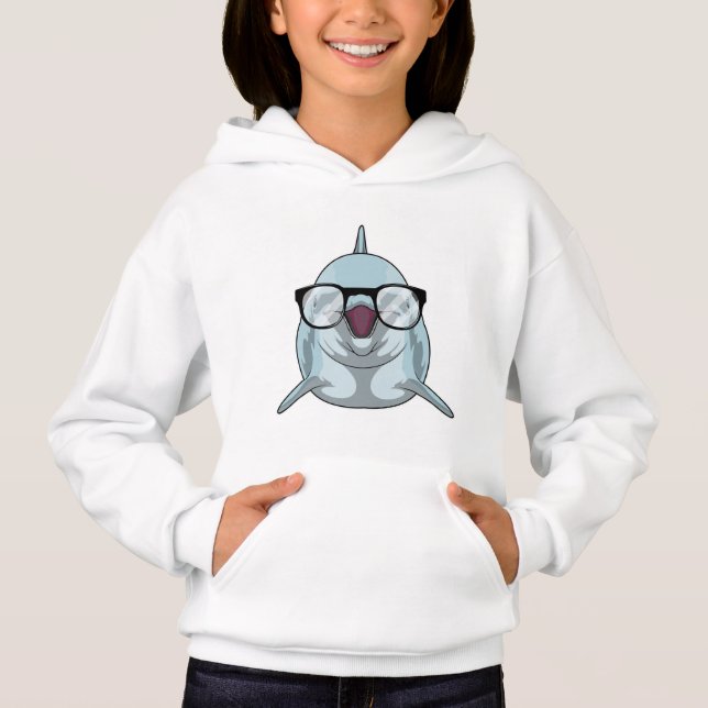 Camiseta Golfinho como Nerd de Óculos (Frente)