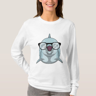 Camiseta Golfinho como Nerd de Óculos