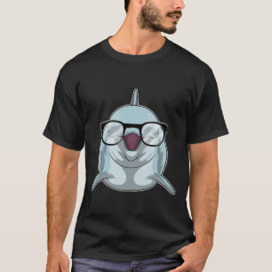 Camiseta Golfinho como Nerd de Óculos