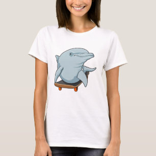 Camiseta Golfinho como Patinador com skate