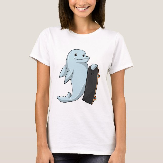 Camiseta Golfinho como Patinador com skate (Frente)