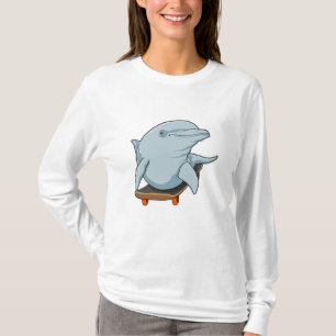 Camiseta Golfinho como Patinador com skate