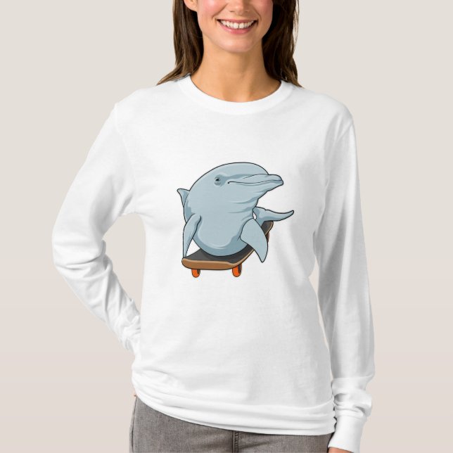 Camiseta Golfinho como Patinador com skate (Frente)