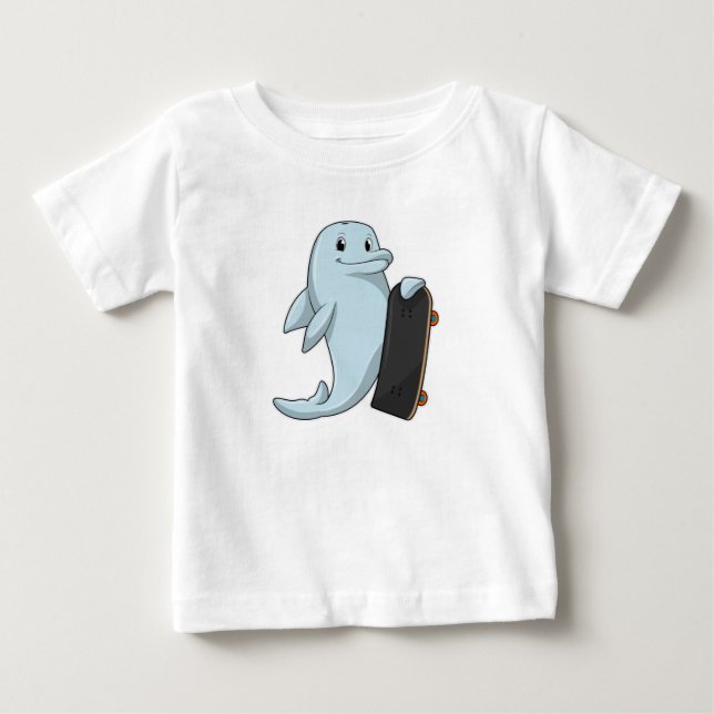 Camiseta Golfinho como Patinador com skate (Frente)