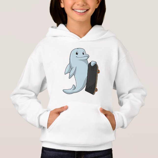 Camiseta Golfinho como Patinador com skate (Frente)