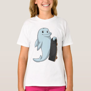 Camiseta Golfinho como Patinador com skate