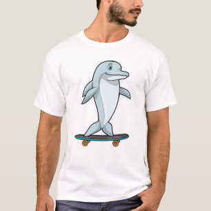 Camiseta Golfinho como Patinador com skate